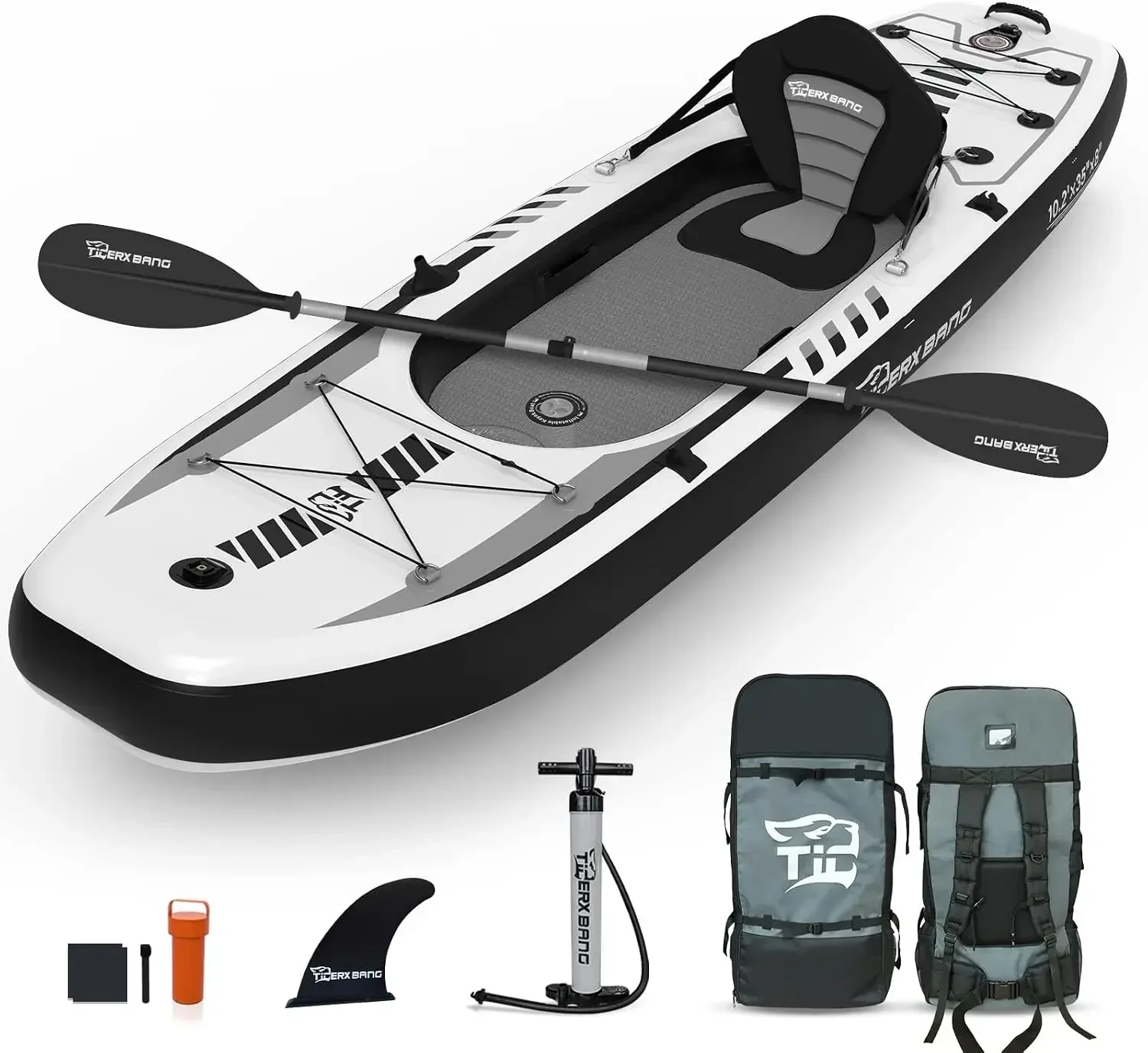 Fishing Backpack - TIGERXBANG 10.2'x35''x8'' 크기의 분리형 좌석이 있는