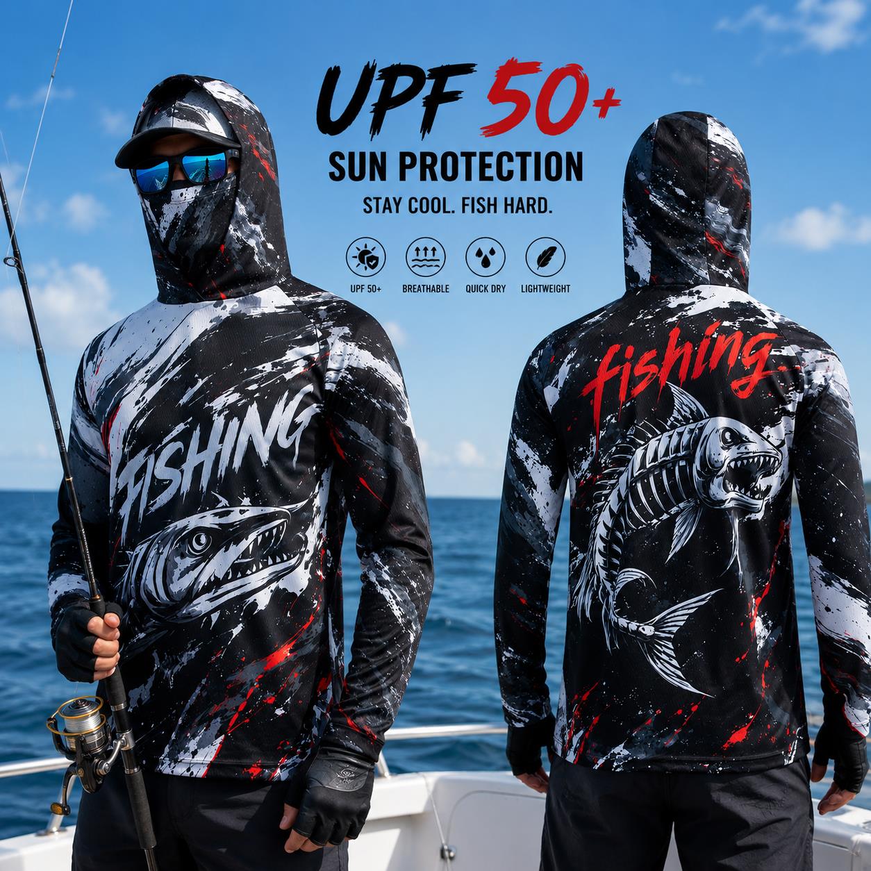Fishing Hoodie - 빠른 건조 통기성 남성 낚시 후드티