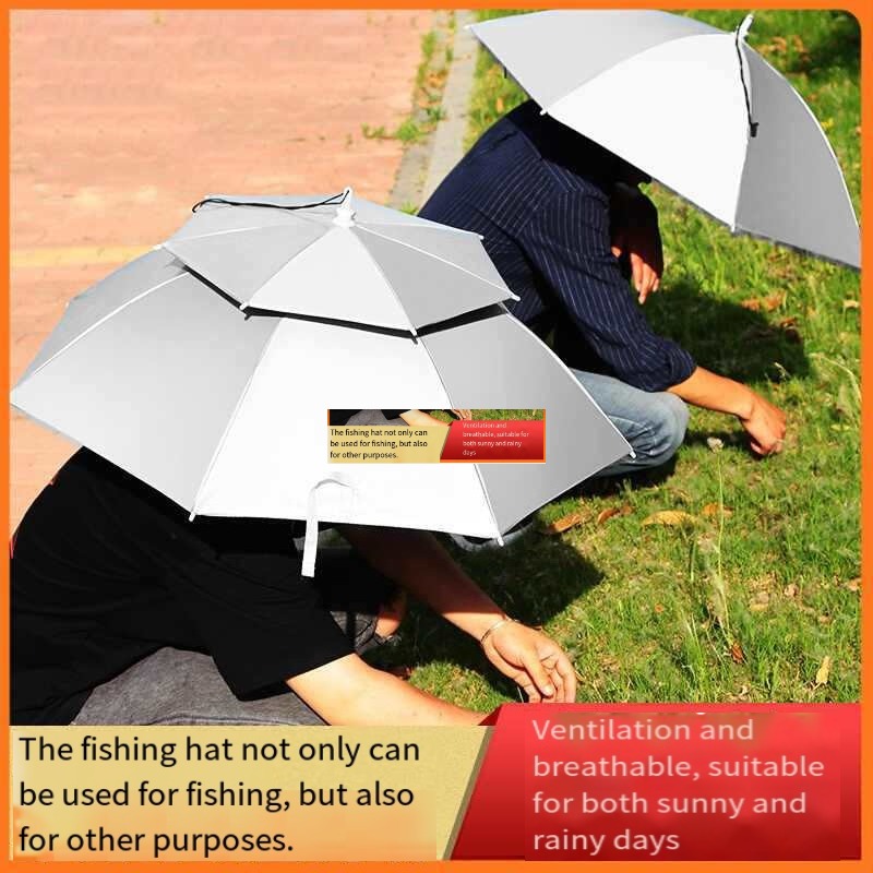 Fishing Hat - 우산 모자 머리 장착형 이중 대형