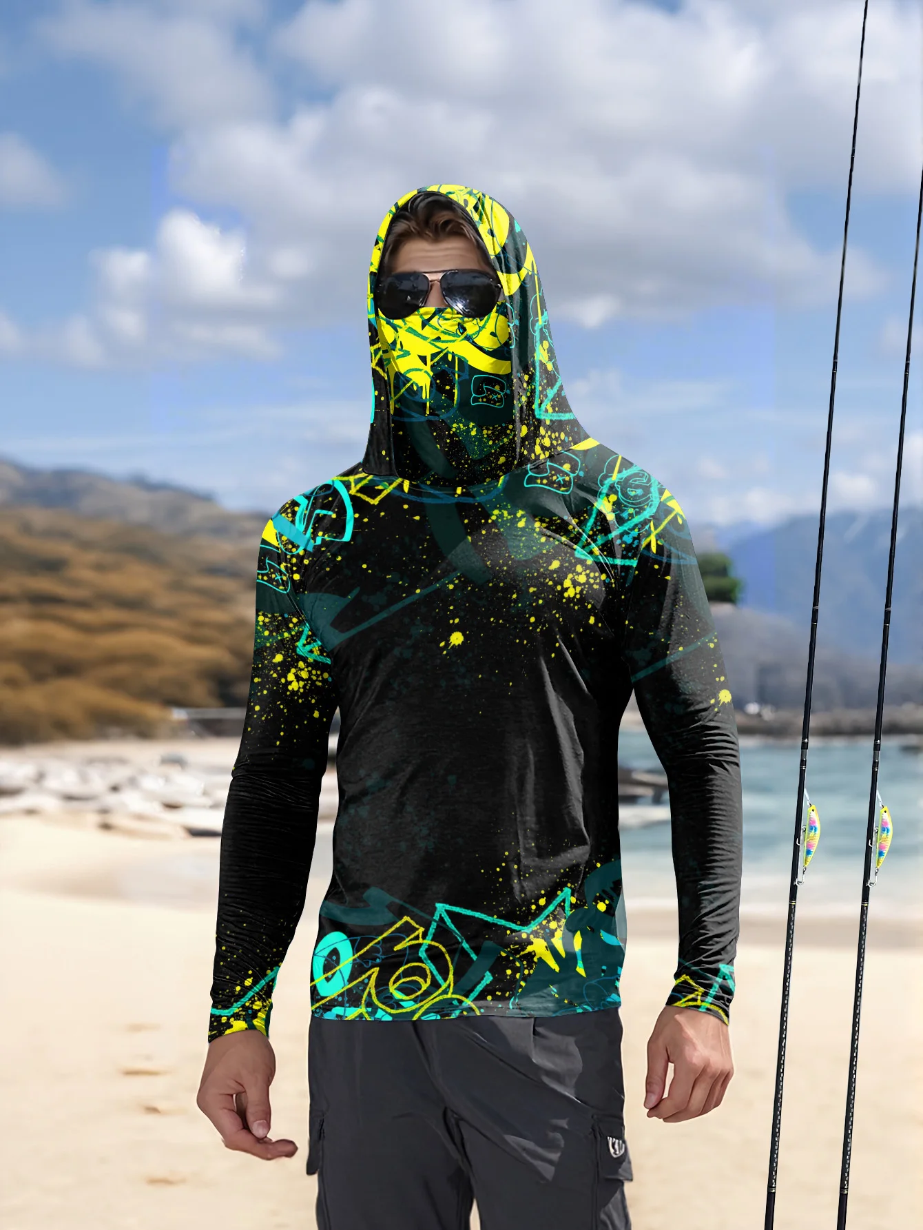 남성용 UPF50+ 자외선 차단 기능성 후드티, 얼굴  - Fishing Mask Sun Protection 리뷰 및 가격