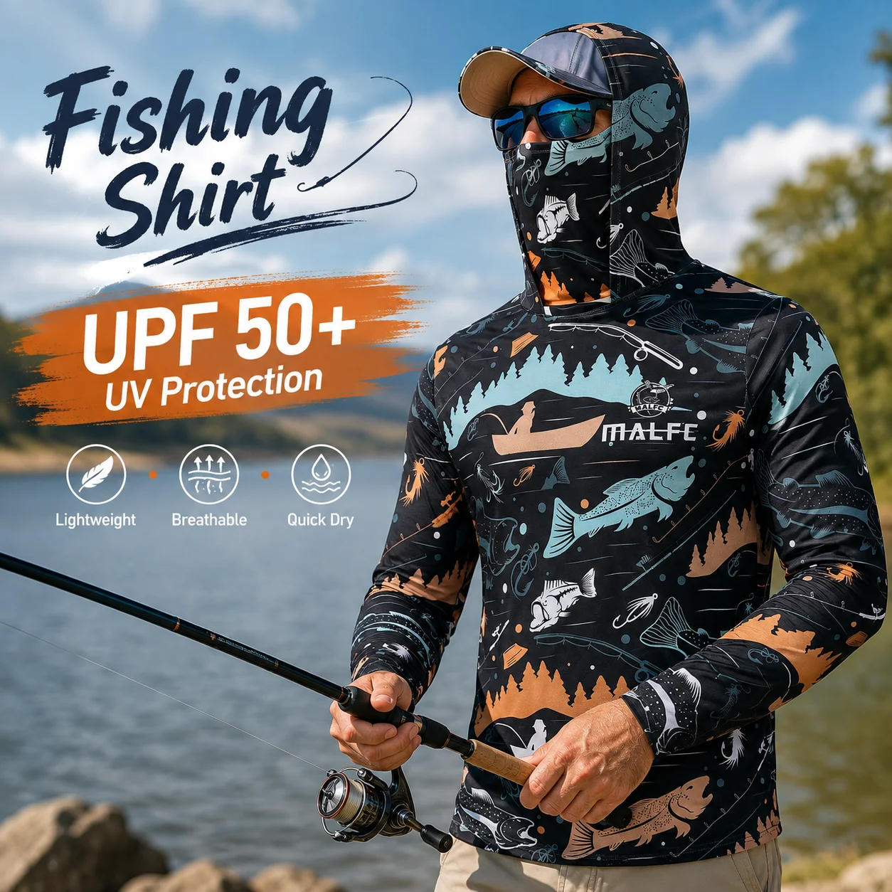 남성용 UPF 50+ 자외선 차단 기능성 후드형 얼굴  - Fishing Mask Sun Protection 리뷰 및 가격