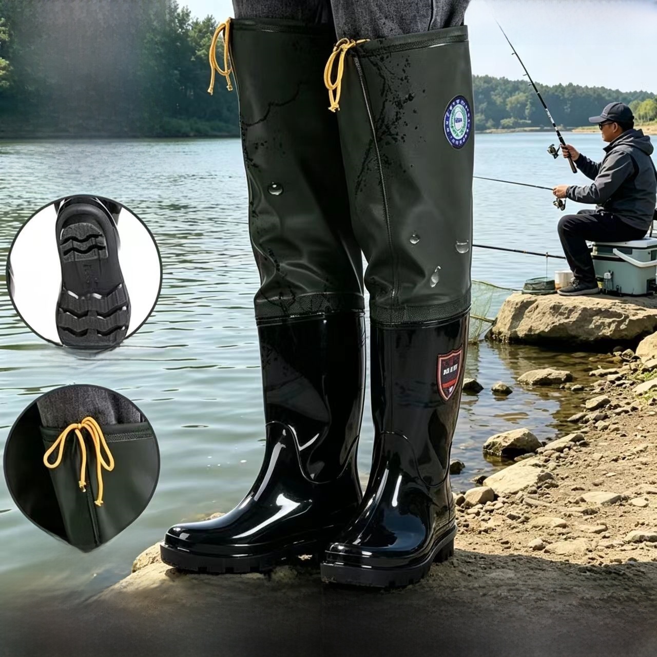 두꺼운 오버니 레인부츠 남성용 하이튜브 웨이딩 슈즈 낚 - Fishing Pants Waterproof 리뷰 및 가격